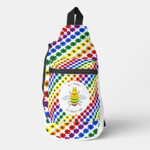 Sac À Bandoulière Jolie LGBT Fière Abeille arc-en-ciel et fleurs