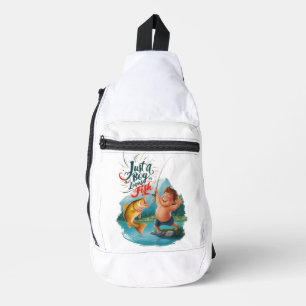 Sac À Bandoulière Joyous Boy Reeling dans une grande prise sur le la