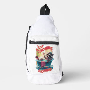 Sac À Bandoulière Juste Cooning Jouer Raccoon Splashing dans Bath,