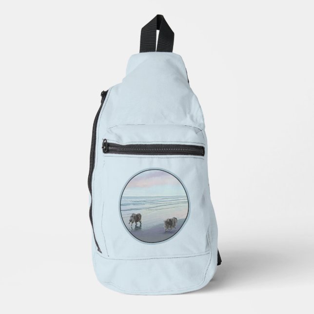 Sac À Bandoulière Keeshonds Peinture Seashore Beach Art original chi (Recto)