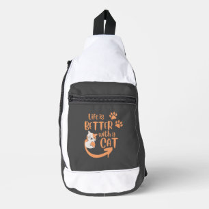 Sac À Bandoulière la vie est meilleure avec un chat