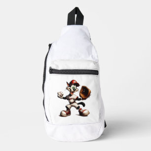 Sac À Bandoulière Lanceur de baseball Goofy Cat se prépare