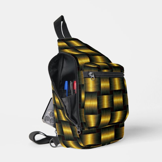 Sac À Bandoulière Lattice noir et or (Ouvrir)