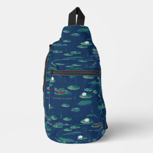 Sac À Bandoulière Le Motif de la lagune du Lotus Alligator blanc