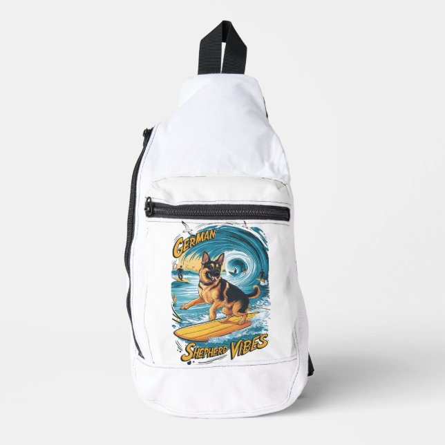 Sac À Bandoulière Le surf berger allemand (Recto)