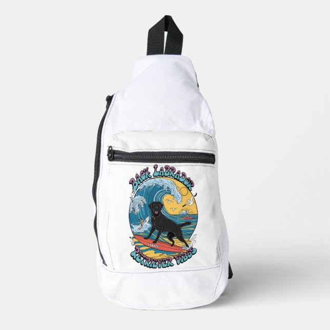 Sac À Bandoulière Le surf Pup Black Labrador Retriever (Recto)