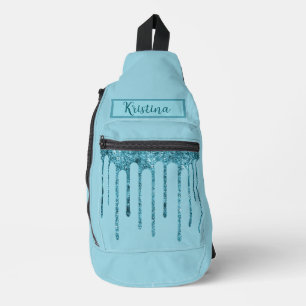 Sac À Bandoulière Lecteurs de Parties scintillant bleu turquoise sur