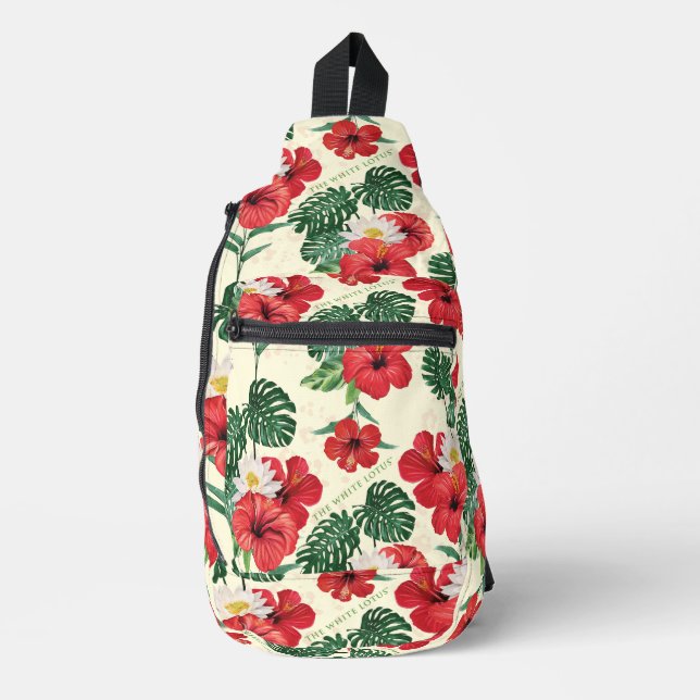 Sac À Bandoulière Les fleurs tropicales du Lotus Blanc (Recto)