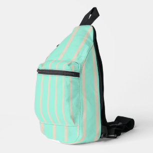 Sac À Bandoulière Lignes rayées bleu pastel clair et gris