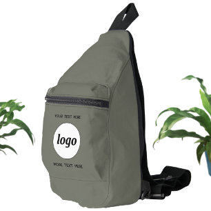 Sac À Bandoulière Logo Texte Entreprise Promotion Marque Sage Vert
