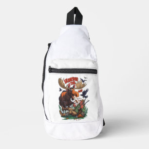 Sac À Bandoulière L'orignal et le chasseur de chasse