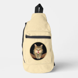 Sac À Bandoulière Mad Tabby Chat Portrait Peinture Cute Art Original