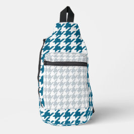 SAC À BANDOULIÈRE MARINE BLEU ET PALE GRAS HERRINGBONE MOTIF