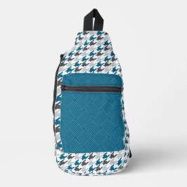 SAC À BANDOULIÈRE MARINE BLUE LIGHT & SARY GREY HERRINGBONE & WEAVE