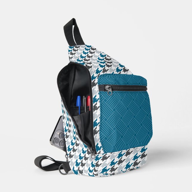 SAC À BANDOULIÈRE MARINE BLUE LIGHT & SARY GREY HERRINGBONE & WEAVE (Ouvrir)