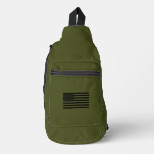 Sac À Bandoulière Militaire vert avec drapeau américain