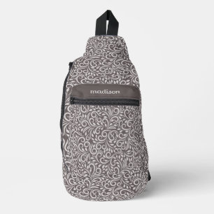 Sac À Bandoulière Modèle floral de nom personnalisé
