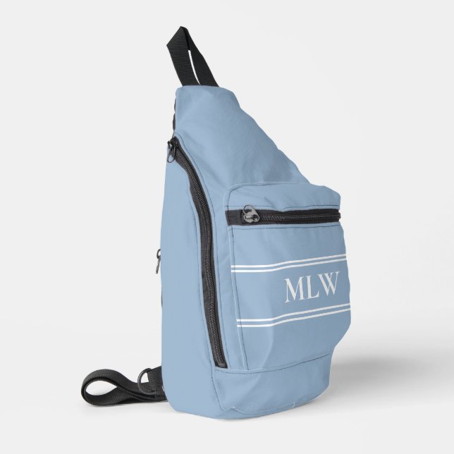 Sac À Bandoulière Modèle simple Bleu Bleu et Blanc Monogramme (Coin gauche)