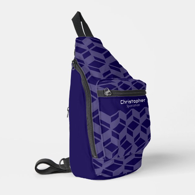 Sac À Bandoulière Moderne répétition de motif bleu foncé (Coin gauche)