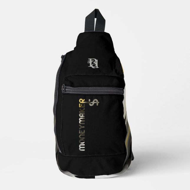 Sac À Bandoulière MONEYMAKER Sling noir Tendance Abstraite (Recto)