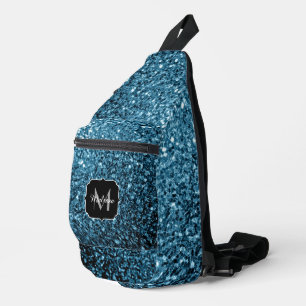Sac À Bandoulière Monogramme bleu clair faux parties scintillant