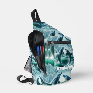 Sac À Bandoulière Monogramme Blue Dolphins Turquoises Océan