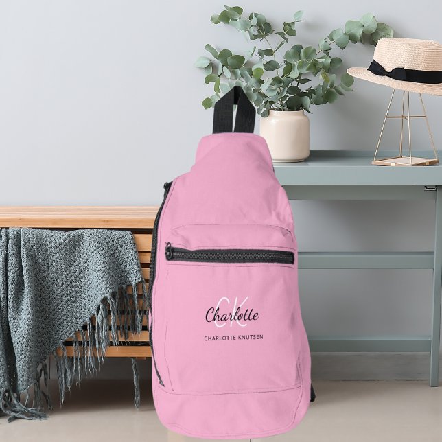 Sac À Bandoulière monogramme de nom rose (Créateur téléchargé)