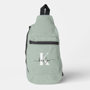 Sac À Bandoulière Monogramme de style moderne vert sauge