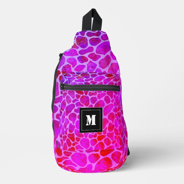 Sac À Bandoulière Monogramme Empreinte de léopard violet et rose (Recto)