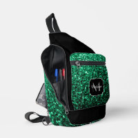 Monogramme noir émeraude vert fausse parties scint