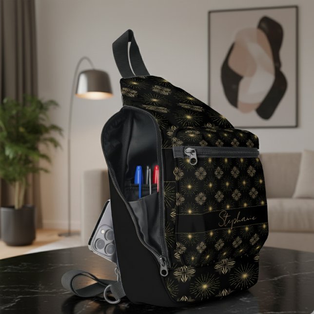 Sac À Bandoulière Monogramme Noir Et Or Moderne (Créateur téléchargé)