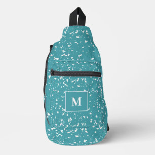 Sac À Bandoulière Monogramme personnalisé Turquoise Terrazzo