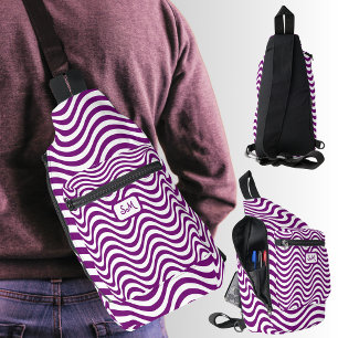 Sac À Bandoulière Monogramme violet blanc ondulée rayures psychédéli