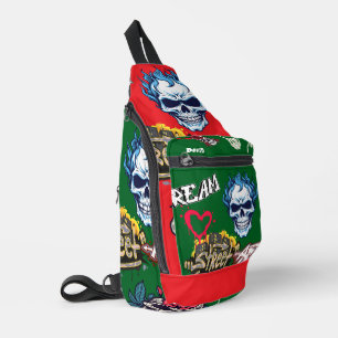 Sac À Bandoulière Monstre arrière - plan dynamique personnalisé Vert