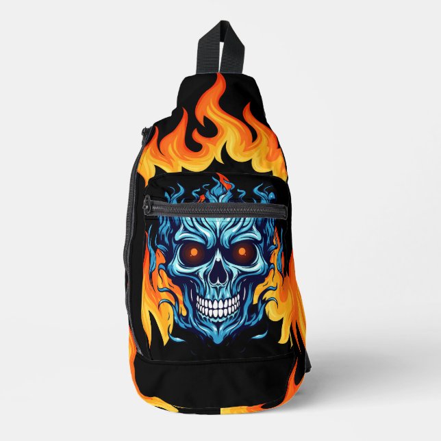 Sac À Bandoulière Monstre effrayant et attrayant Feu rouge bleu (Recto)