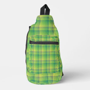 Sac À Bandoulière Motif Abstrait Damier Vert Bleu