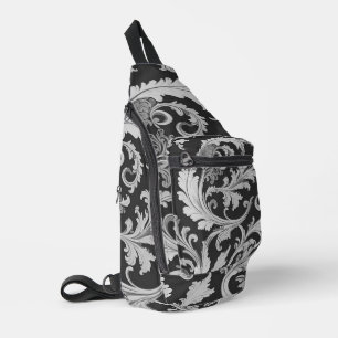 Sac À Bandoulière Motif Antique Fleur Monochrome