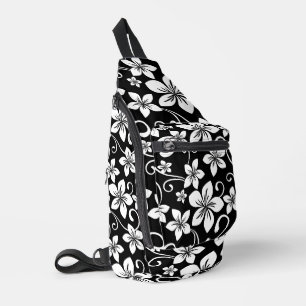 SAC À BANDOULIÈRE MOTIF BLEU HAWAII EN NOIR