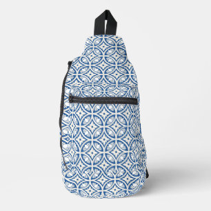 Sac À Bandoulière Motif Carrelage Lotus Côtier - Le Lotus Blanc