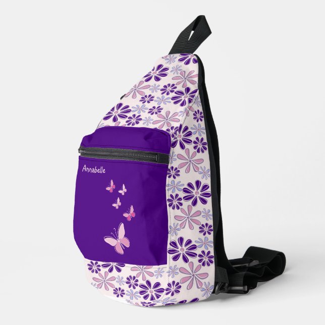 Sac À Bandoulière Motif de doodle rose violet (Coin droit)