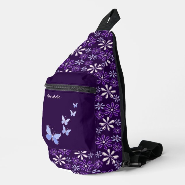 Sac À Bandoulière Motif de doodle violet foncé (Coin droit)
