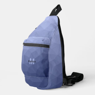 Sac À Bandoulière Motif de maille géométrique bleu gris Monogramme