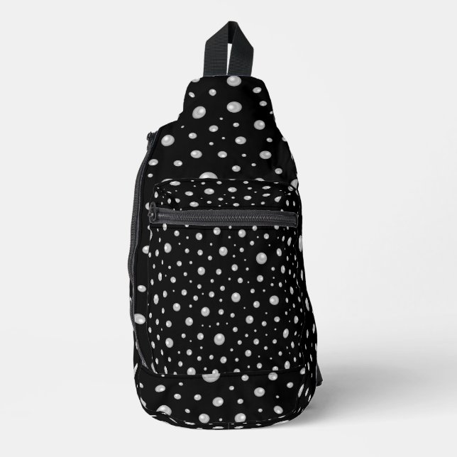 Sac À Bandoulière Motif de perle sur fond noir (Recto)
