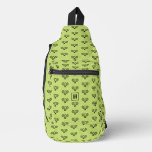 Sac À Bandoulière Motif de raquette de tennis noir monogramme
