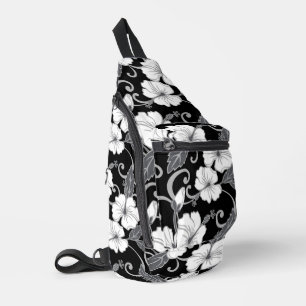 SAC À BANDOULIÈRE MOTIF DE RÊVE POLYNÉSIEN EN NOIR