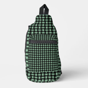 Sac À Bandoulière Motif de tissage noir vert