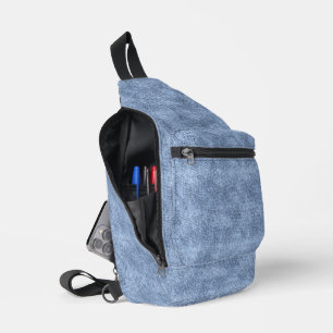Sac À Bandoulière Motif Denim Blue Denim