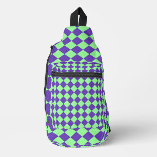 Sac À Bandoulière Motif diamant à carreaux violet vert