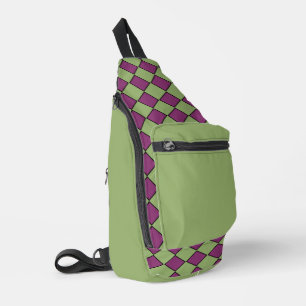 Sac À Bandoulière Motif diamant à carreaux violet vert