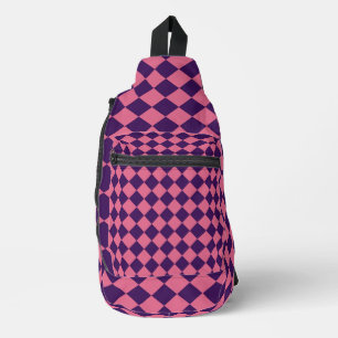 Sac À Bandoulière Motif diamant rose pourpre Checker